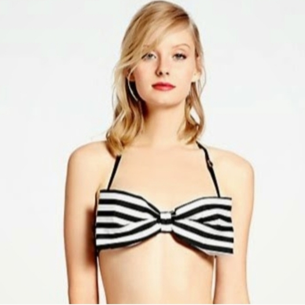 Kate Spade GEORGICA Black and White Striped Bikini top